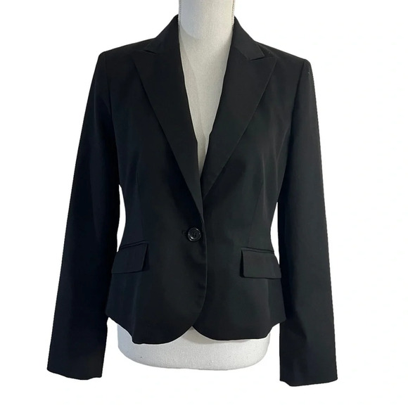 Jones New York Black Blazer Suit Jacket Size 6 Stretch Pockets Career Business - Picture 1 of 7